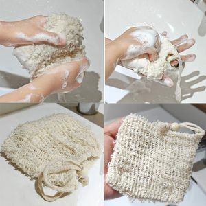 Bolsas de jabón de esponja de malla de baño de espuma de algodón y sisal ecológicas bolsa de sisal natural con red de burbujas Exfoliante para el cuerpo - Product Image 5