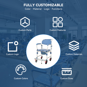 Silla <span class=keywords><strong>de</strong></span> Inodoro Plegable Portátil y Ligera con Ruedas, Reposapiés Antideslizante, Construcción <span class=keywords><strong>de</strong></span> Aluminio, Capacidad <span class=keywords><strong>de</strong></span> 125 kg para Personas Mayores - Product Image 3