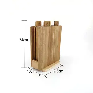 Placa de corte de índice de bambu, conjunto de 4 peças para cortar índice de madeira de bambu com suporte para frango e peixe