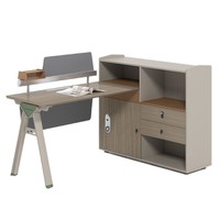 Set Scrivania e Sedia da Ufficio Moderno Minimalista con Scatola Rimovibile per Gestione Cavi in PVC, Postazioni di Lavoro Stile Cubicolo di Grado Finanziario
