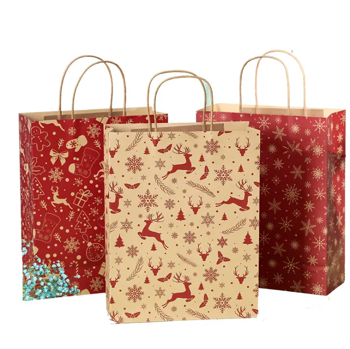 Promotion 2021 hot sale Christmas design shopping paper gift bag