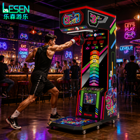Máquina de Boxeo Comercial de 3 Golpes Operada con Monedas, Máquina de Prueba de Fuerza de Boxeo, Máquina de Golpeo de Calle, Entretenimiento con Alto ROI
