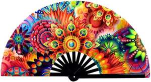 Holographic Festival Bamboo Clack Hand <b>Fan</b> <b>Large</b> Folding Rave <b>Fan</b> for Decorative Accessories for Music Festival Event Party - Product Image 4