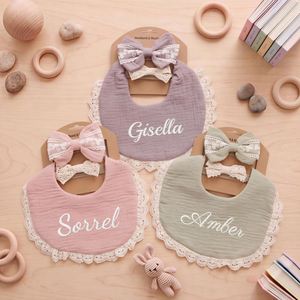 Juego de Baberos Textiles Bordados con Nombre Personalizado, Baberos Impermeables de Algodón Puro Suave, Estilo Adorable para 0-3 Años, Recuerdo/Regalo - Product Image 5
