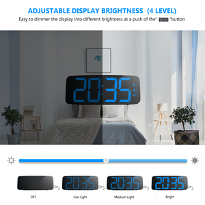 Orologio Digitale LED Radiocomandato con Grande Display Blu, Radio FM <span class=keywords><strong>Portatile</strong></span>, Sei Livelli di Controllo Luminosità, Sveglia 155*42*52mm - Product Image 5