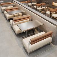 Tables et chaises de restaurant en acier inoxydable, ensemble de cafétéria pour restaurant, bar, meubles de café, sièges de stand