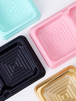 Gâteaux de lune à la crème pâtissière cuite, jaune d'œuf, peau neigeuse, pâte feuilletée en 2 pièces, viande séchée en flocons, mini pâtisseries en forme de coquille, boîte à deux compartiments