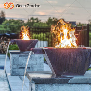 เตาไฟตกแต่งกลางแจ้งทำจากเหล็กคอร์เทน ใช้กับก๊าซธรรมชาติ พร้อมน้ำตก สำหรับสระว่ายน้ำ ทำอาหารกลางแจ้ง แบบตั้งพื้น - Product Image 4