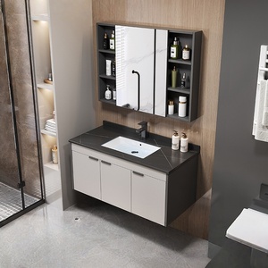 Mueble de baño de aluminio con lavabo integrado de cerámica, lavabo sanitario de pizarra. - Product Image 1