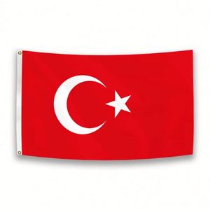 3x5Ft Turkey <b>Flag</b> Polyester Fabric With Two Brass Grommets Wall Hanging Outdoor and Indoor Decor - Product Image 1