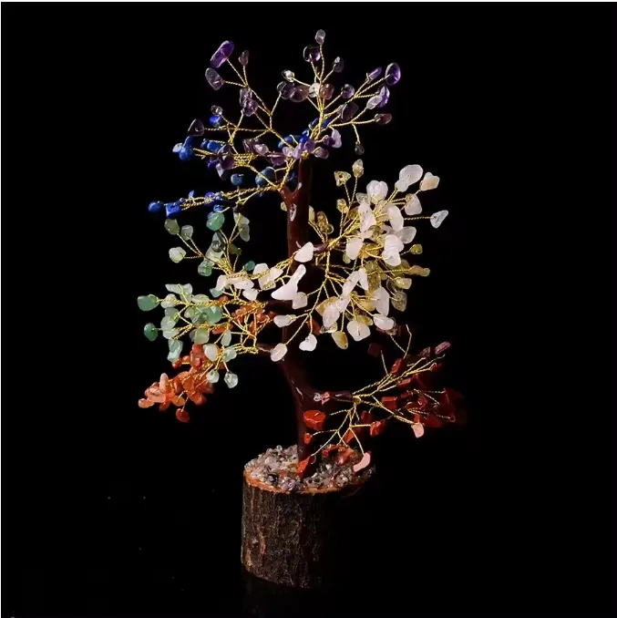 Chất lượng cao bảy Chakra cây bonsai để bán đá quý cây Bán buôn tinh thể đá quý Cây Chữa Bệnh tinh thể