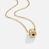 Collier personnalisé en argent sterling 925 plaqué or avec pendentif baril et perles cylindriques à chiffres romains, vente en gros