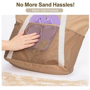 Bolsa de Playa Personalizada, Grande, Impermeable, Plegable, para Mujer, con Bolsillos de Malla con Cremallera, para Piscina, Natación, Viajes, Uso Diario - Product Image 2