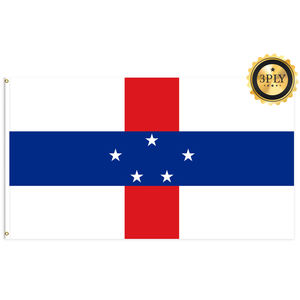 批发3x5荷属安的列斯三层国旗68D和100D聚酯定制所有国旗快速运输 - Product Image 3