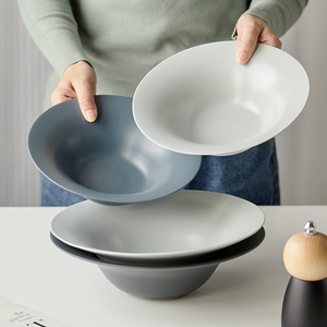 Solid Color Ceramic Straw Hat Bowl Dinnerware <b>Set</b> Kiln Technique <b>Microwave</b> Safe Nordic Wind Design Simple Style Customized Logo - Product Image 4