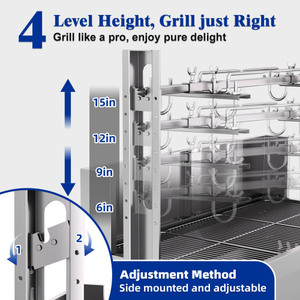 Stainless Steel Rotisserie <b>Grill</b> Adjustable Height Automatic Rotating <b>BBQ</b> Rack for Pig Lamb Chicken Outdoor Cooking - Product Image 3