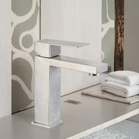 Robinet de salle de bain SANIVITAL à poignée unique, mitigeur de lavabo carré en acier inoxydable avec noyau en céramique, finition brossée, pour usage domestique