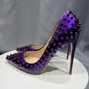 Custom Your Own Logo 12CM/10CM/8CM Quality 2024 <b>Shoes</b> Special Designs Studded Heels for Women - Product Image 4