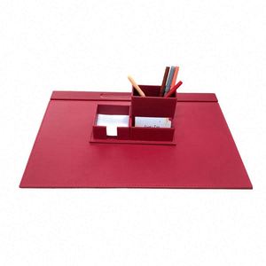 Luxury <b>Large</b> <b>Desk</b> Organizer Set Office Supplies with Mesh Metal Includes Desktop Pad Mouse Pad Stationery-Leather <b>Desk</b> Set - Product Image 2