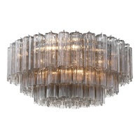 Lustre de salon à grandes étages en verre de Murano texturé, 16 lumières, 32 pouces, forme d'étoile arrondie multicolore, éclairage de plafond encastré