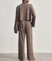 Pyjama Marron Grande Taille pour Femme, Ensemble Deux Pièces, Vêtements de Nuit et de Détente, Pyjama Personnalisable ODM
