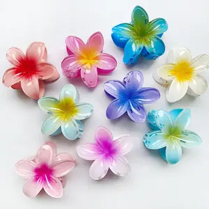 New 8cm Acrylic Elegant And Colorful Flower Hair Claw Clip For Girls And Women's Hair Accessories Headwear