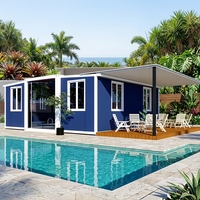 Maison conteneur de luxe extensible 20ft 40ft, design contemporain, villa modulaire préfabriquée 2-3 chambres avec terrasse et espace de vie extérieur