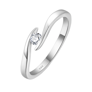Anillo de Compromiso y Boda Vintage de Plata de Ley 925 con Circonita para Mujer, Chapado en Rodio - Product Image 2