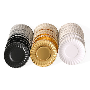 <span class=keywords><strong>Assiettes</strong></span> <span class=keywords><strong>en</strong></span> <span class=keywords><strong>carton</strong></span> or/blanc/noir sans impression, vente <span class=keywords><strong>en</strong></span> gros, 100 pièces/sac, pour tartelettes aux œufs, cannelés, pâtisseries, petites <span class=keywords><strong>assiettes</strong></span> exquises - Product Image 3