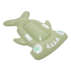 Bouée de piscine gonflable en PVC en forme de requin vert 116,5*78*21 CM pour enfants, pour le plaisir aquatique estival en extérieur - Product Image 5