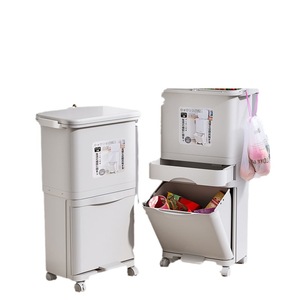 Cubo de Basura para Cocina con Tapa, Doble Capa, Gran Tamaño, Pedal, Separación de Residuos Secos y Húmedos, Plástico, Uso Interior - Product Image 4