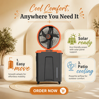 Ventilador de Niebla de Agua Solar de 16 Pulgadas con Panel Solar, Luz LED, Tanque de Agua de 22L, Ventilador Recargable con Control Remoto para Enfriamiento en Exteriores y Hogar