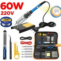 Kit de fer à souder à température réglable avec étui rigide, poignée en caoutchouc, stylo à souder, ensemble d'outils de réparation et de soudage, vente en gros