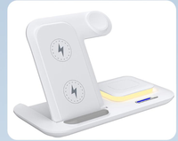 Chargeur de téléphone sans fil pliable multifonctionnel chaud 15w support de Station 3 en 1 avec veilleuse pour iPhone pour Samsung Logo personnalisé