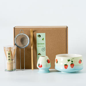 Ensemble de 5 pièces en céramique de style moderne et simple, peint à la main, motif fraise, origine Dehua, pour le thé – Vente chaude - Product Image 1