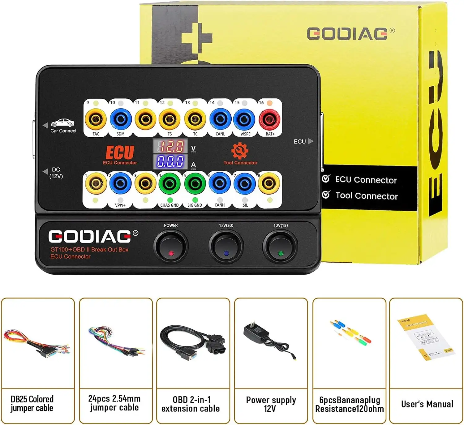 תיבת פריצה GODIAG GT100+ OBDII, גלאי פרוטוקול OBD ו-CAN מתקדם לבדיקת ספסל ECU ואבחון רכב