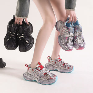 Sneakers Piatte Glitterate <span class=keywords><strong>da</strong></span> Donna, <span class=keywords><strong>Scarpe</strong></span> Casual <span class=keywords><strong>Femminili</strong></span> in Rete con Lacci, Piattaforma Luccicante Comoda, Produttore di Sneakers Personalizzate - Product Image 5