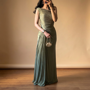 Vestido <span class=keywords><strong>de</strong></span> noche elegante para mujer, <span class=keywords><strong>de</strong></span> un solo hombro, con ilusión óptica, <span class=keywords><strong>de</strong></span> cachemira, silueta lápiz, largo hasta el suelo, con cintas, <span class=keywords><strong>de</strong></span> secado rápido - Product Image 2