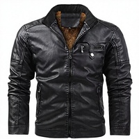 Veste d'hiver décontractée pour homme en similicuir noir brodé, avec fermeture éclair, col montant, doublure en peluche, design multi-poches, respirante