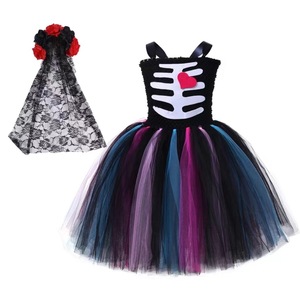Nuevo Vestido de Disfraz de <span class=keywords><strong>Bruja</strong></span> para Niñas, Falda Tutú Esponjosa del Día de Muertos, Disfraz de Halloween - Product Image 1