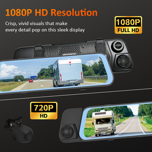 Specchietto Retrovisore con Dash Cam a 3 Obiettivi da 10 Pollici, Full HD 1080P, Schermo Touch, Visione Notturna e Monitoraggio Parcheggio - Product Image 3
