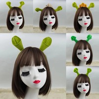 Bandeau de tête de monstre vert de dessin animé pour enfants, bandeau de tête de dessin animé pour Halloween, carnaval, fête, accessoires de déguisement