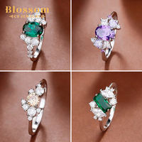Blossom CS Schmuck Großhandel 925 Sterling Silber Neuankömmling Hochzeit Fein Smaragd Edelstein Zirkonia Ringe für Frauen