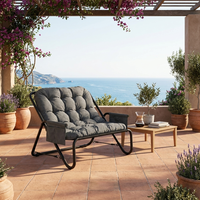Chaise longue d'extérieur 2 places imperméable en maille, structure en acier avec revêtement en poudre, coussin en polyester 180g et coton PP pour chambre et école