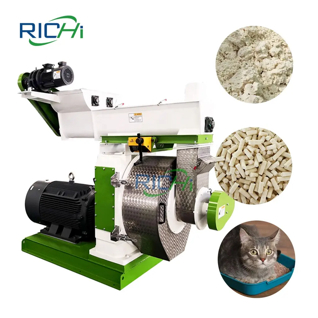 RICHI Panas Dijual 1-10 T/H Pine Serbuk Gergaji Bentonit Tahu Kotoran Kucing Membuat Mesin untuk Kucing Pasir Sampah Pelet