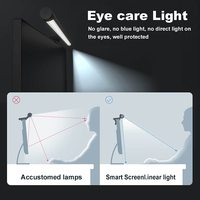Lampe de moniteur LED moderne en aluminium noir, réglable en température de couleur, à intensité variable, avec commande tactile, pour bureau et maison intelligente