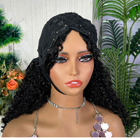 Perruque Lace Front Noire Bouclée Crépue Tendance en Cheveux Humains, Ajustable et Sans Colle pour Femmes