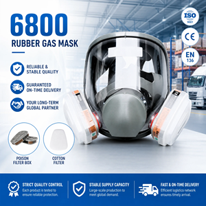 Penjualan Panas Masker Gas Respirator Karet Berkualitas Tinggi Full Cover 6800 Dapat Digunakan Kembali dengan Filter Dapat Dicuci Transparan Penutup Wajah Penuh - Product Image 1