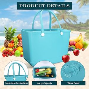 Bolsa de Playa Ecológica de EVA, Tamaño Grande, Impermeable, Lavable, Duradera, Premium, Elegante, Personalizable, Negra, ALF-038 Laudtec - Product Image 5