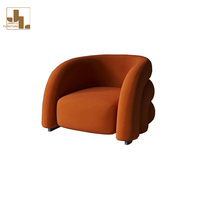 Fauteuil moderne en velours orange pour hôtel Fauteuil de loisir rembourré à cadre en bois simple pour chambre à coucher de salon